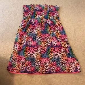 Multicolored Cheetah Print Kids Dress